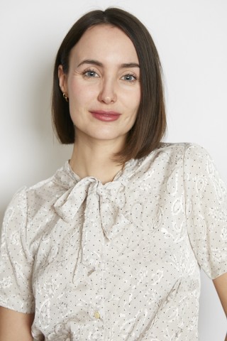 Camisa vintage blanco perlado puntitos negros - Ropa mujer SusiSweetdress
