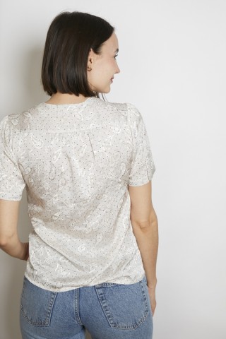 Camisa vintage blanco perlado puntitos negros - Ropa mujer SusiSweetdress
