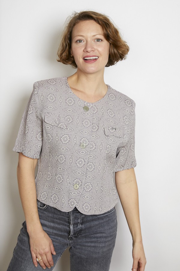 Camisa vintage lila flores blanco roto - Ropa mujer SusiSweetdress