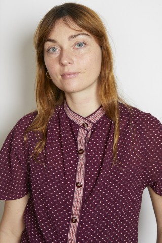 Camisa vintage granate lunares rosas - Ropa mujer SusiSweetdress