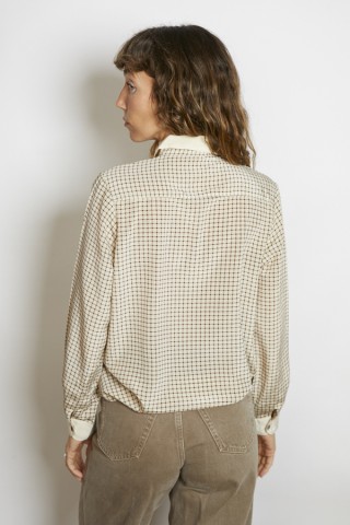 Camisa vintage beige cuadricula marrón - Ropa mujer SusiSweetdress
