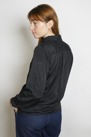 Camisa vintage negra hojitas - Ropa mujer SusiSweetdress