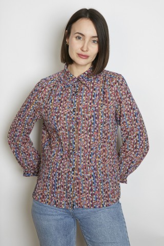 Camisa vintage azul marino rayas y flores - Ropa mujer SusiSweetdress