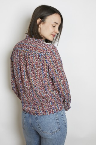 Camisa vintage azul marino rayas y flores - Ropa mujer SusiSweetdress