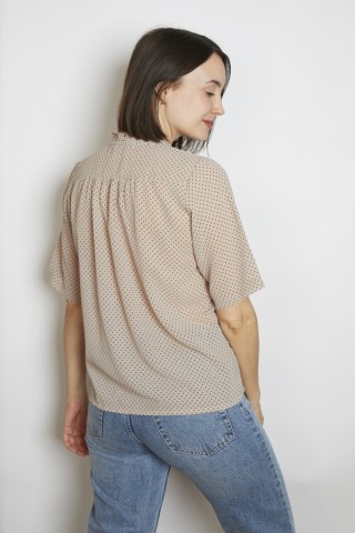 Camisa vintage  beige lunares marrones - Ropa mujer SusiSweetdress