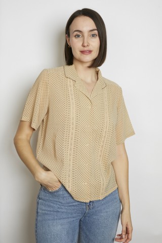 Camisa vintage beige lunares marrones - Ropa mujer SusiSweetdress