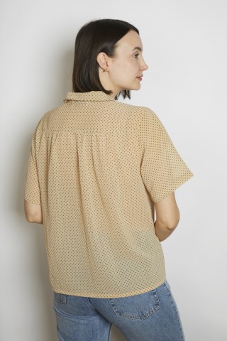 Camisa vintage beige lunares marrones - Ropa mujer SusiSweetdress
