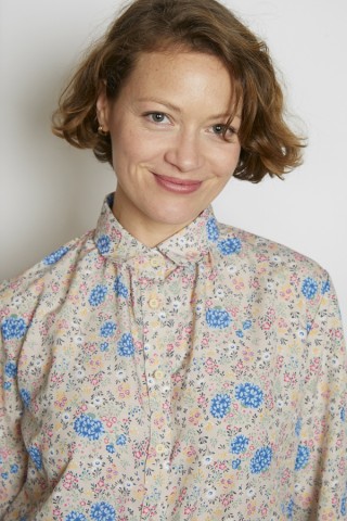 Camisa vintage beige flores azul y rosa - Ropa mujer SusiSweetdress