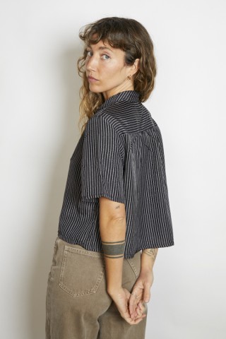 Camisa vintage negra rayas grises - Ropa mujer SusiSweetdress