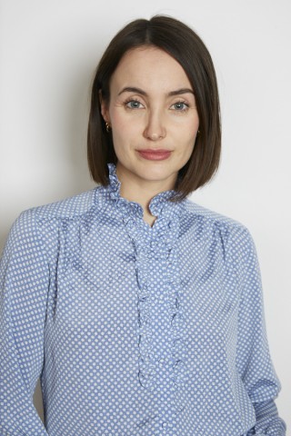 Camisa vintage azul celeste lunares blancos - Ropa mujer SusiSweetdress
