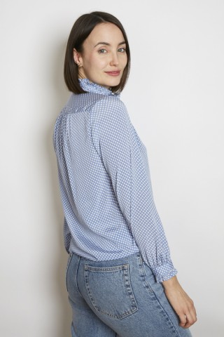 Camisa vintage azul celeste lunares blancos - Ropa mujer SusiSweetdress