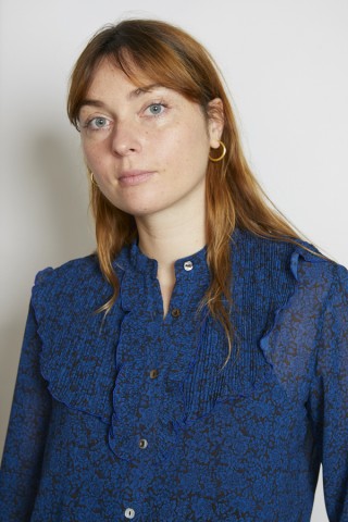 Camisa vintage negra flores azules - Ropa mujer SusiSweetdress