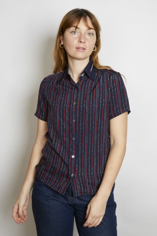 Camisa vintage azul marino rayas - Ropa mujer SusiSweetdress