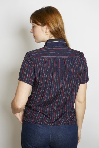 Camisa vintage azul marino rayas - Ropa mujer SusiSweetdress