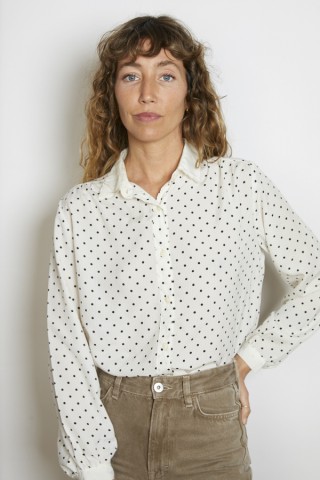 Camisa vintage blanca lunares negros - Ropa mujer SusiSweetdress