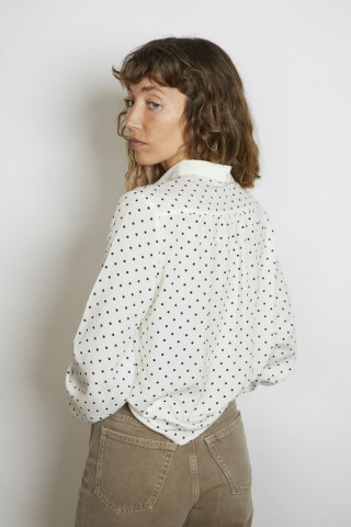 Camisa vintage blanca lunares negros - Ropa mujer SusiSweetdress