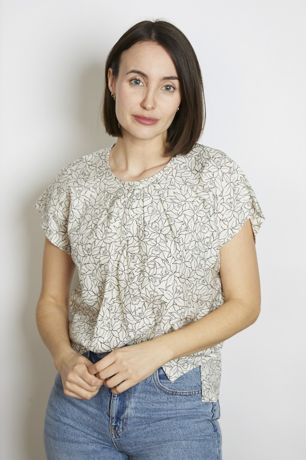 Camisa vintage blanca flores negras - Ropa mujer SusiSweetdress