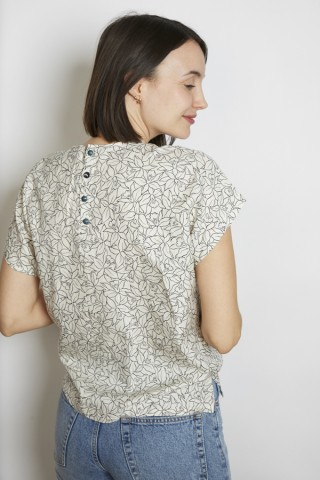 Camisa vintage blanca flores negras - Ropa mujer SusiSweetdress