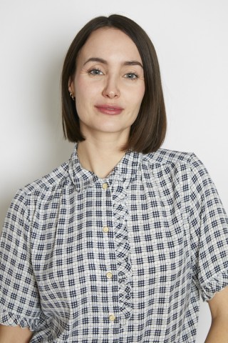 Camisa vintage blanca cuadrillé azul - Ropa mujer SusiSweetdress