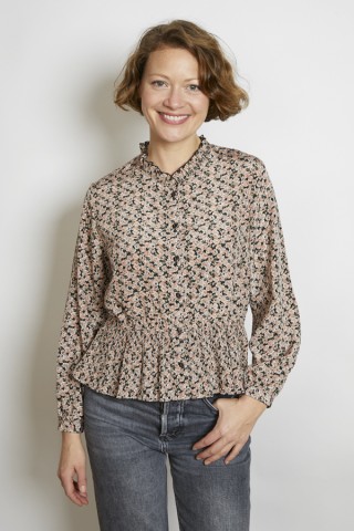 Camisa vintage negra flores rosa palo - Ropa mujer SusiSweetdress