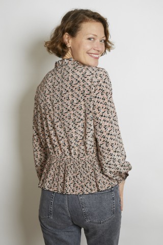 Camisa vintage negra flores rosa palo - Ropa mujer SusiSweetdress