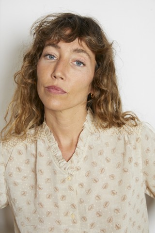 Camisa vintage beige hojitas marrones - Ropa mujer SusiSweetdress