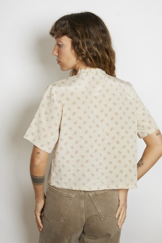 Camisa vintage beige hojitas marrones - Ropa mujer SusiSweetdress