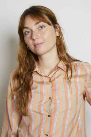 Camisa vintage salmón rayas - Ropa mujer SusiSweetdress