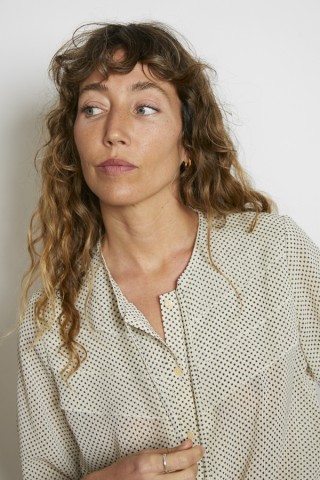 Camisa vintage blanco crema cuadritos negros - Ropa mujer SusiSweetdress