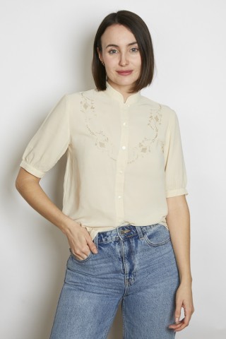 Camisa vintage beige bordada - Ropa mujer SusiSweetdress