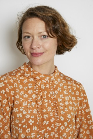 Camisa vintage naranja hojas blancas - Ropa mujer SusiSweetdress