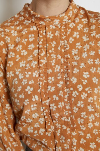 Camisa vintage naranja hojas blancas - Ropa mujer SusiSweetdress