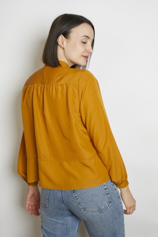 Camisa vintage naranja ocre puntitos grises - Ropa mujer SusiSweetdress