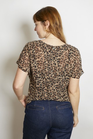Camisa vintage marrón y negra animal print - Ropa mujer SusiSweetdress