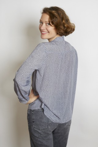 Camisa vintage gris azulado manchitas negras - Ropa mujer SusiSweetdress