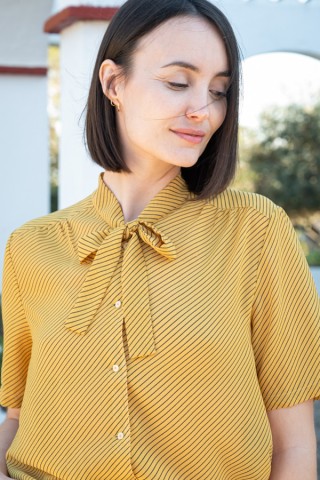 Camisa vintage amarillo maíz rayas negras - Ropa mujer SusiSweetdress