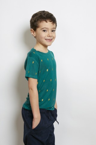 Camiseta verde con rayos dorados- Ropa infantil SusiSweetdress