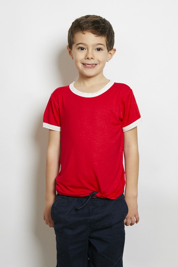 Camiseta roja con bordes blancos- Ropa infantil SusiSweetdress