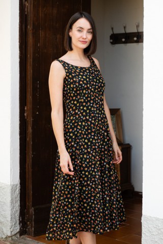 Vestido vintage negro con florecitas pequeñas a colores- Ropa mujer vintage SusiSweetdress