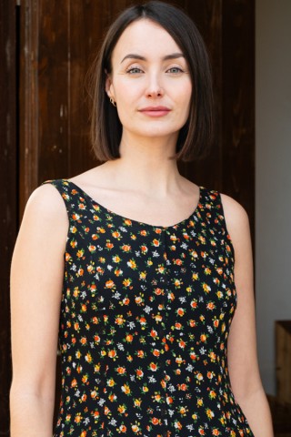 Vestido vintage negro con florecitas pequeñas a colores- Ropa mujer vintage SusiSweetdress
