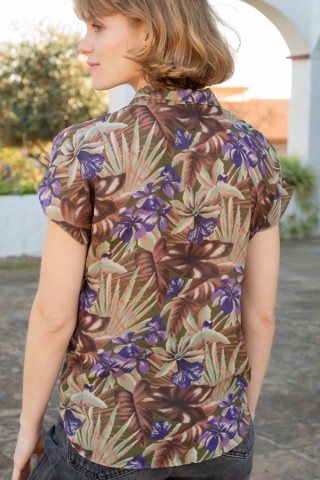 Camisa vintage en tonos marrones tropical- Ropa mujer SusiSweetdress