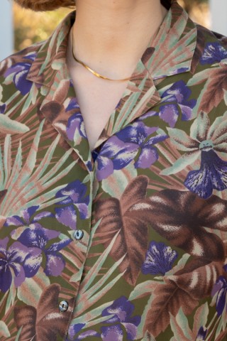 Camisa vintage en tonos marrones tropical- Ropa mujer SusiSweetdress