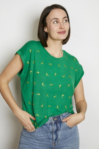 Camiseta SusiSweetdress verde con delfines dorados- Ropa mujer SusiSweetdress