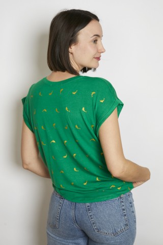 Camiseta SusiSweetdress verde con delfines dorados- Ropa mujer SusiSweetdress