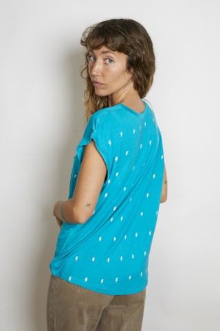 Camiseta SusiSweetdress azul con rayos blancos- Ropa mujer SusiSweetdress