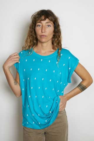 Camiseta SusiSweetdress azul con rayos blancos- Ropa mujer SusiSweetdress