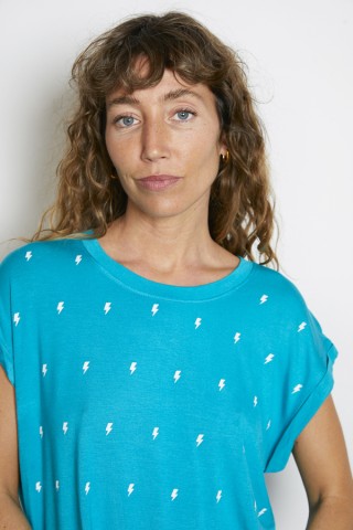 Camiseta SusiSweetdress azul con rayos blancos- Ropa mujer SusiSweetdress