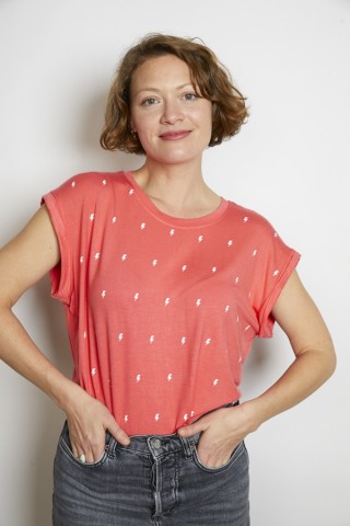 Camiseta SusiSweetdress rosa con rayos blancos- Ropa mujer SusiSweetdress
