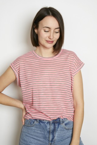 Camiseta SusiSweetdress a rayas rosas flúor y grises- Ropa mujer SusiSweetdress