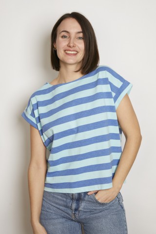 Camiseta SusiSweetdress a rayas azules tela polo- Ropa mujer SusiSweetdress